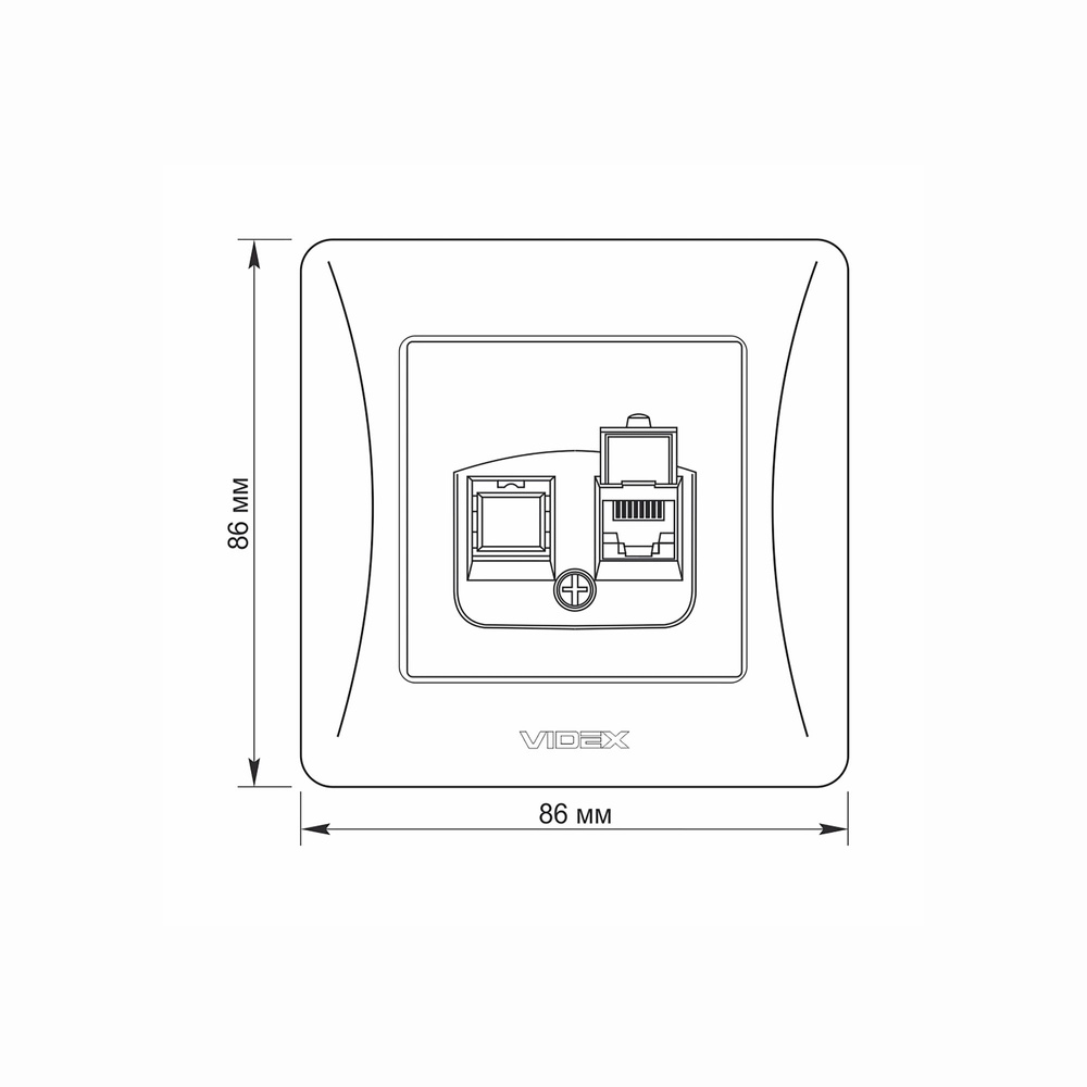 Gniazdo Pojedyncze Komputerowe Videx Binera RJ45 Natynkowe Białe