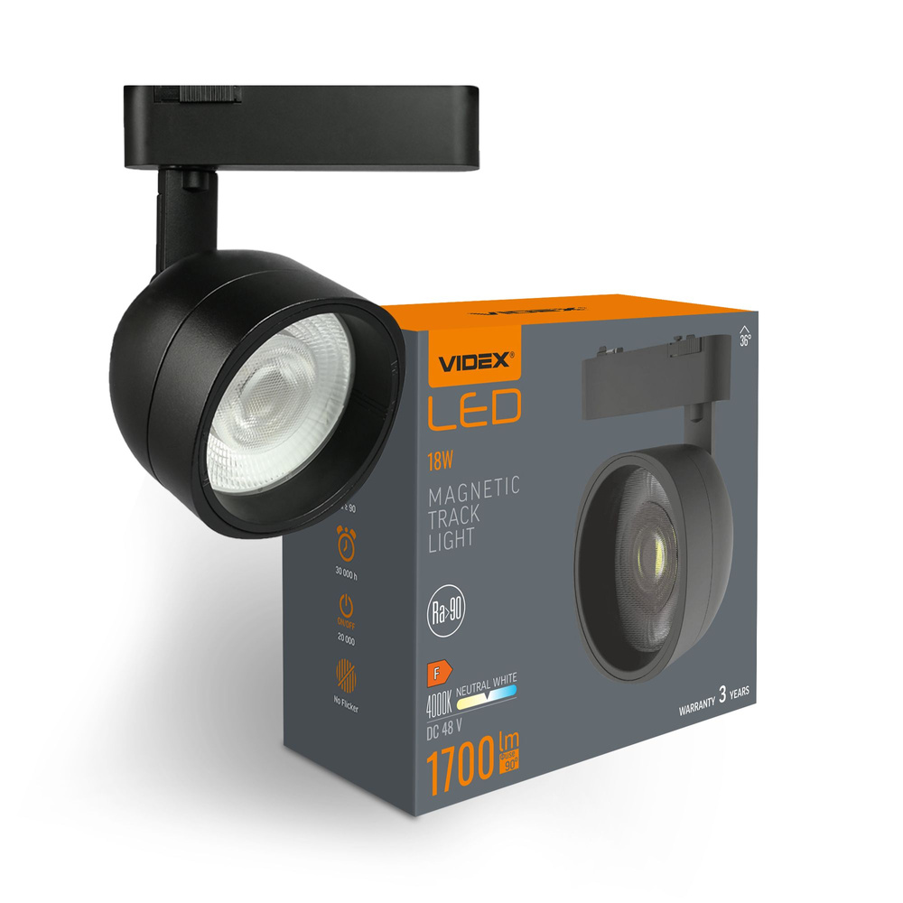 Lampa Videx LED 18W 1700lm 4000K Neutralny CRI90 36° Czarna