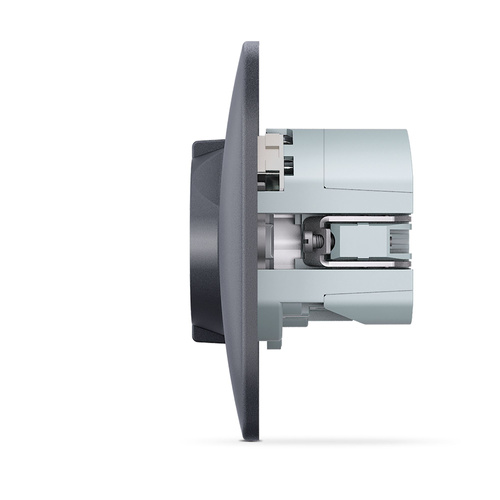 Gniazdo schuko z podwójnym portem USB z uziemieniem czarne grafitowe