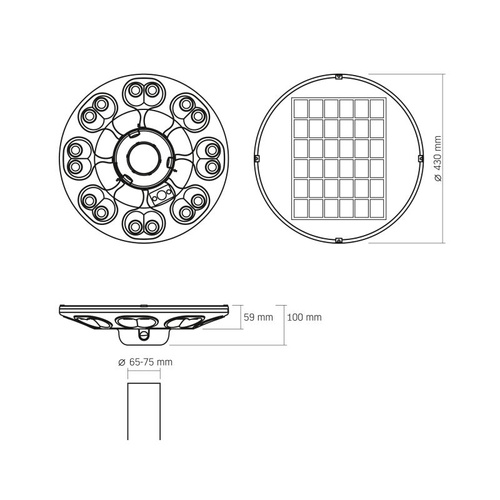 Lampa parkowa VIDEX LED solarna IP54 z czujnikiem ruchu 1400lm LiFePO4  