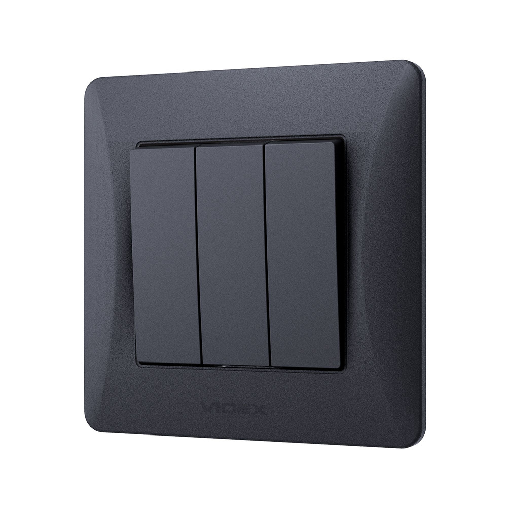 Przełącznik Włącznik Schodowy Videx Binera 3-biegunowy 10A Natynkowy Czarny