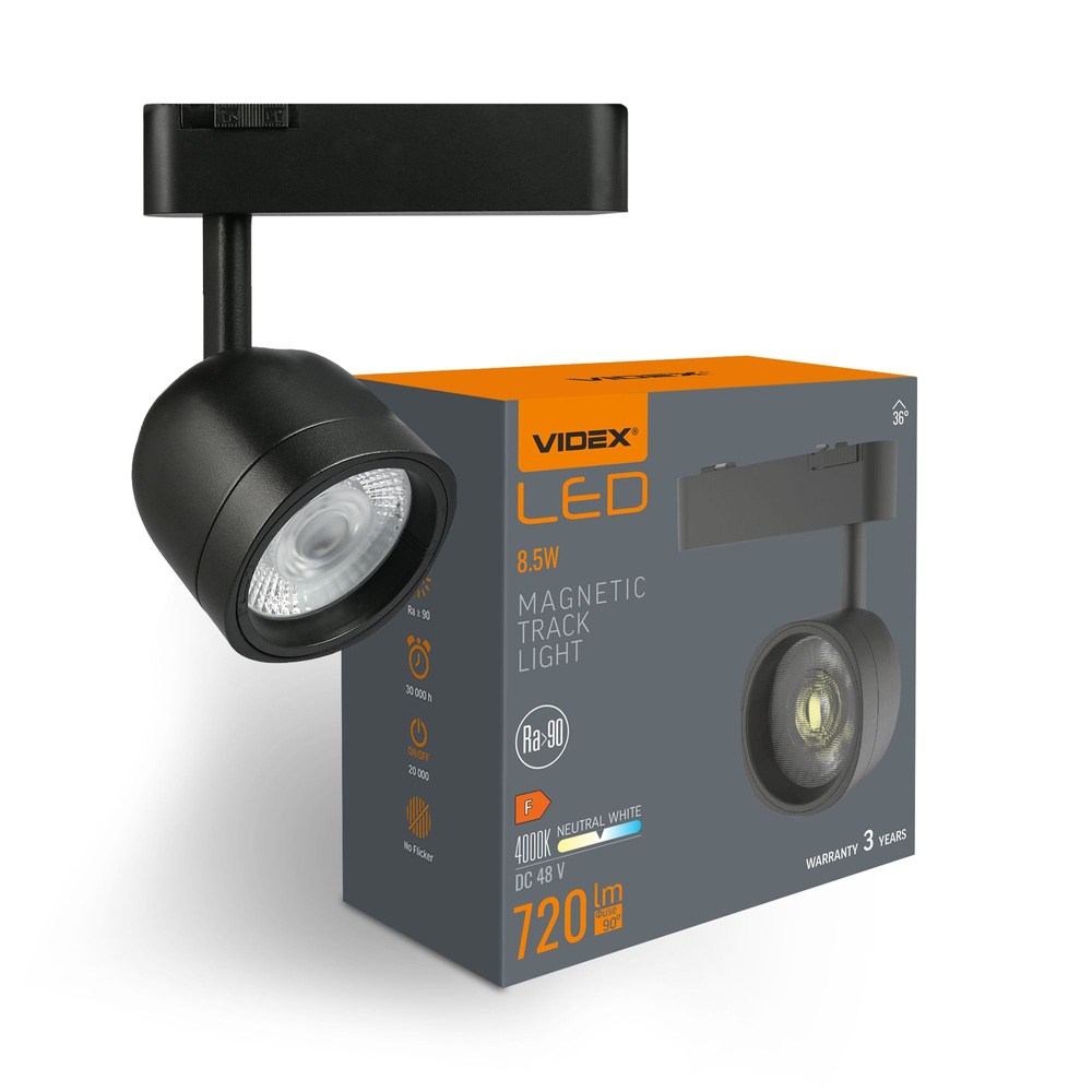 Oświetlenie LED do wąskiego systemu oświetlenia szynowego VIDEX VL-TRMS-LA76B, czarne