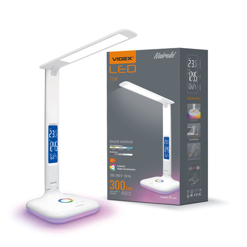 Lampka Biurkowa Videx LED 7.5W 490lm 5500K Zimna Biała Ściemnialna