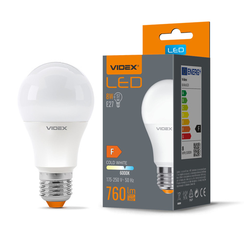Żarówka LED VIDEX E27 A60 8W 6000K zimna biel