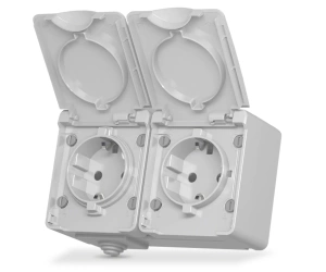 Podwójne gniazdo z uziemieniem IP65 szare VIDEX BINERA