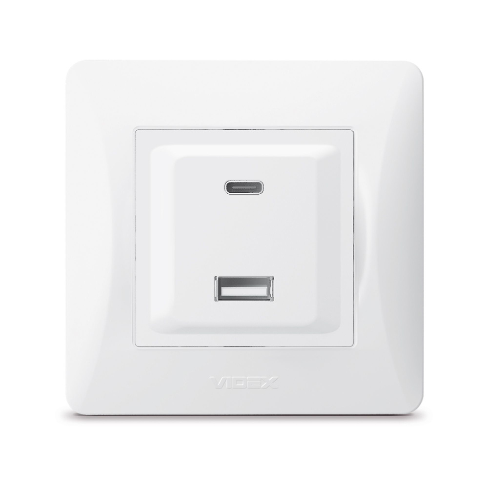 Gniazdo USB-A + USB-C PD20W białe VIDEX BINERA