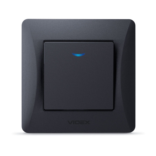 Włącznik jednobiegunowy z podświetleniem LED czarny grafit BINERA