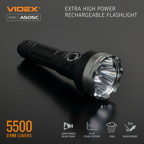 Latarka Videx LED 5500lm IP68 neutralna biel 5000k 6 trybów zasięg 500m