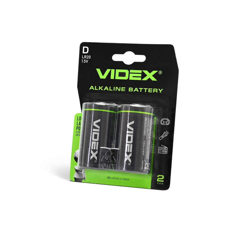 Bateria alkaliczna Videx LR20/D 2szt 15200mAh 1.5V 135g